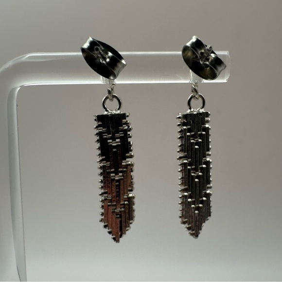 Silver Plated Medal Riccio Earrings - Vintage - Picture 9 of 11